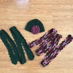 Handmade crotchet hat and scarves